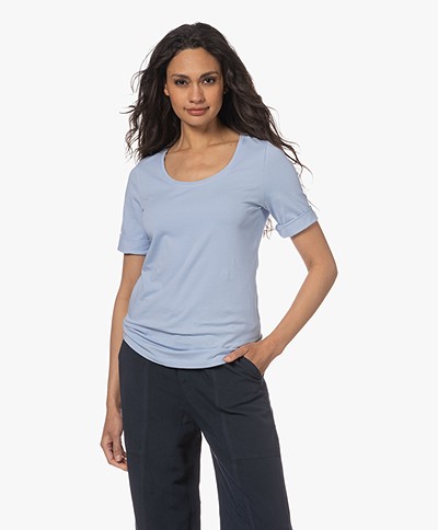 Repeat Katoenen T-shirt met Ronde Hals - Lichtblauw