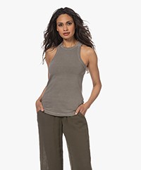 James Perse Brushed Jersey Cutaway Tank Top - Ammo Pigment