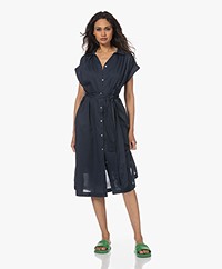 DIEGA Rivo Voile Midi Blousejurk - Donkerblauw