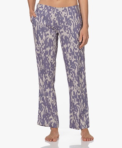 Calvin Klein Viscose Printed Pajama Pants - Collage Stripe Lilac Bud