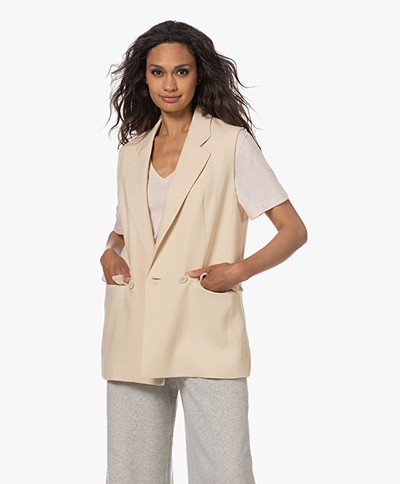 Drykorn Hainault Double-Breasted Linen Blend Waistcoat - Beige
