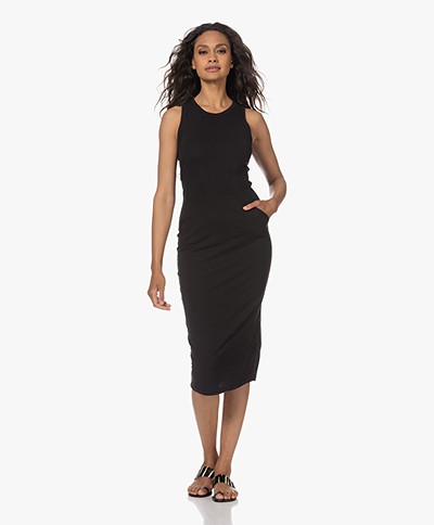 James Perse Double-layered Sleeveless Midi Dress - Black