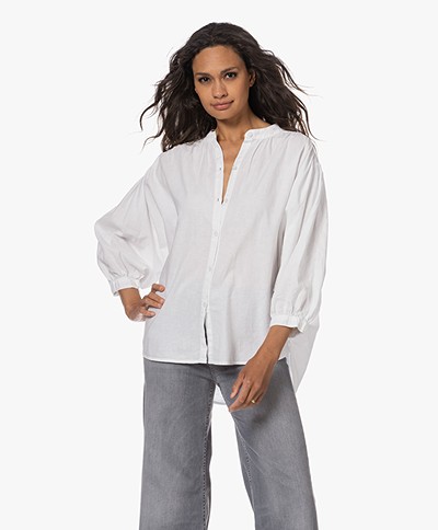 Penn&Ink N.Y Linen-Cotton Batwing Sleeve Blouse - White