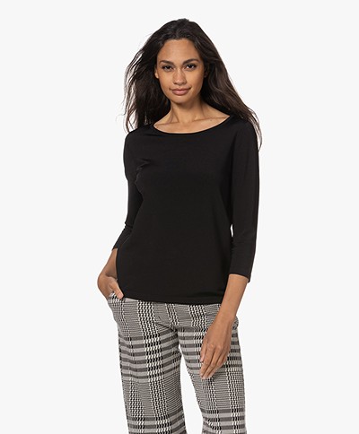 KYRA Cilo Viscosemix Three-quarter Sleeve Sweater - Black