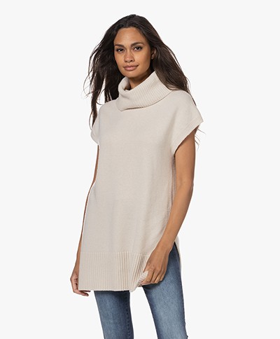 KYRA Devana Wool Blend Sleeveless Turtleneck Sweater - Almond