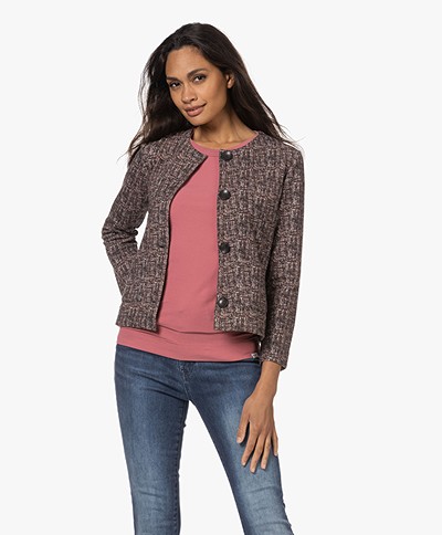 KYRA Rolande Textured Jersey Print Blazer Jacket - Pink Blush