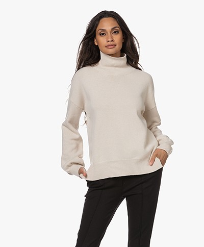 KYRA Dorris Wool Blend Turtleneck Sweater - Almond