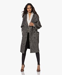 Drykorn Theydon Double-breasted Tweed Jas - Zwart