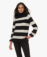 KYRA Kalista Striped Turtleneck Sweater - Black