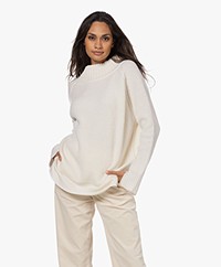 no man's land Oversized Wool Funnel Neck Sweater - Ivory