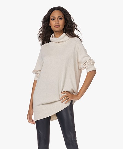 Repeat Oversized Viscose Blend Roll Neck Sweater - Ivory 