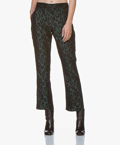 ANINE BING Cindy Leopard Jacquard Pants - Emerald