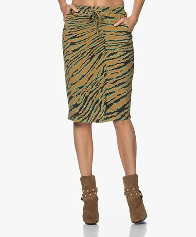 Kyra & Ko Sissel Knitted Print Skirt - Light Olive