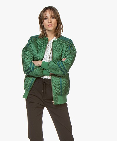 ba&sh Quest Quilted Bomber Jacket - Emerald Green