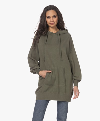 Repeat Cotton and Viscose Long Hooded Sweater - Mud