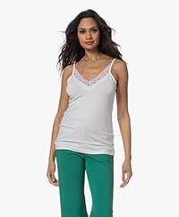LaSalle Tencel Top with Lace - White