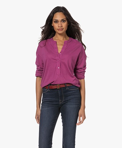 Majestic Filatures Cotton and Cashmere Jersey Shirt - Orchidee 