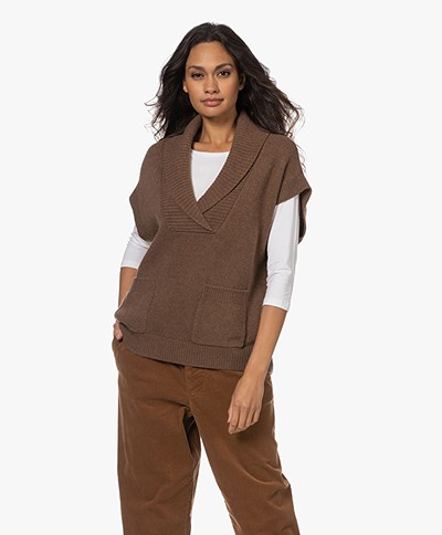 Repeat Merino Short Sleeve Sweater - Brown