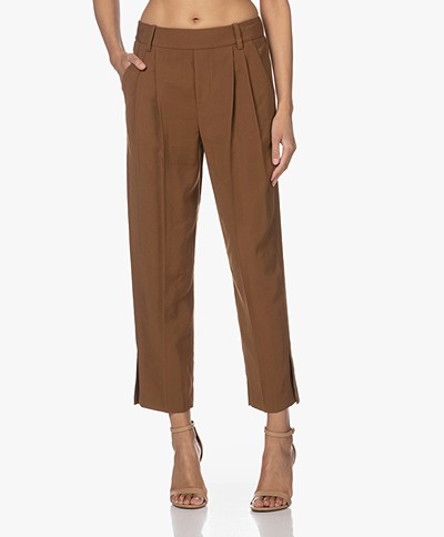 Vince Stove Pipe Pull On Viscose Blend Pants - Dark Vicuna