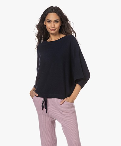 Repeat Cashmere Drawstring Sweater - Navy