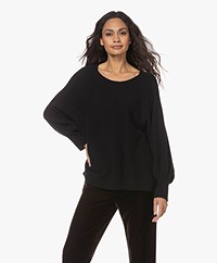 Repeat Organic Cashmere Batwing Sleeve Sweater - Black