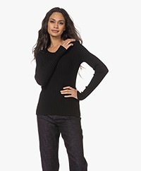 Filippa K Ariel Rib Knitted Viscose Blend Sweater - Black