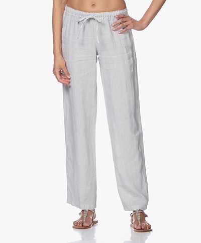 Belluna Dani Loose-fit Garment-dyed Linen Pants - Light Grey 