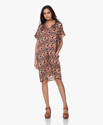 LaSalle Printed Cupro Blend Tunic Dress  - Marrakesh