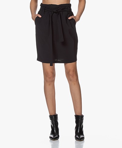 Woman By Earn Moma Tech Jersey Paperbag Skirt - Black