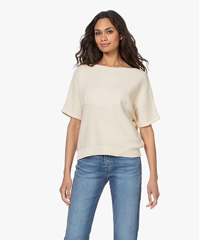 by-bar Laurie Cotton Short Sleeve Pullover - Off-white