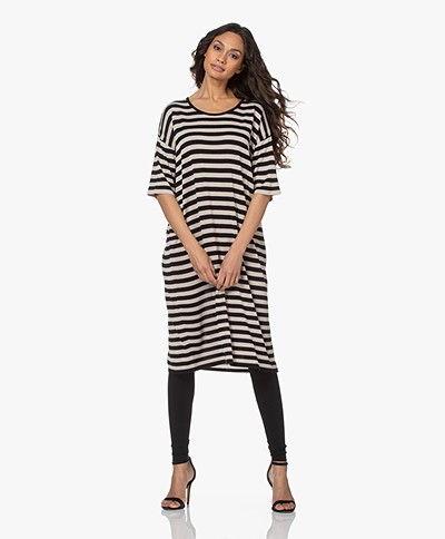 Sibin/Linnebjerg Lia Striped Knitted Dress - Black/Sand