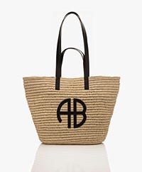 ANINE BING Palermo Seagrass Tote Bag with Logo - Natural