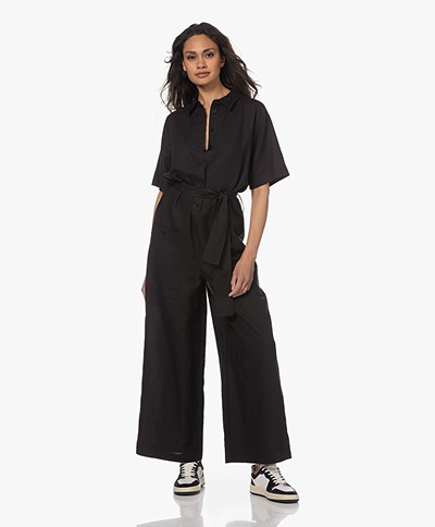 Closed Loose-fit Lyocell-Linen Overall - Black