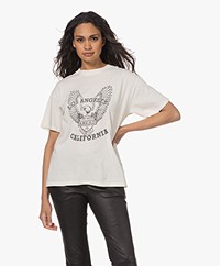 ANINE BING Milo Black Eagle T-shirt - Off-white