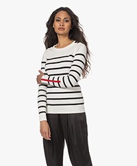 Plein Publique L'Elisa Striped Pullover with Silk - Ivory/Black