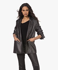 Drykorn Wardlow Double-breasted Lurex Blazer - Zwart/Zilver