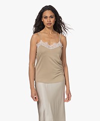 Majestic Filatures Silk Jersey Camisole with Lace - Sable
