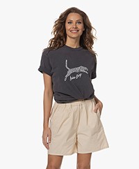 ANINE BING Walker Spotted Leopard Print T-shirt - Washed Black