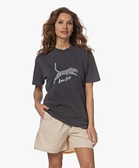 ANINE BING Walker Spotted Leopard Print T-shirt - Washed Black
