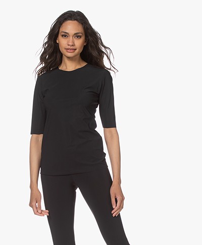 Woman by Earn Lise Tech Jersey Elbow Sleeve T-shirt - Black