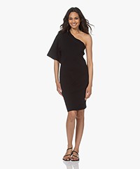 bassike Batwing One Shoulder Jersey Dress - Black
