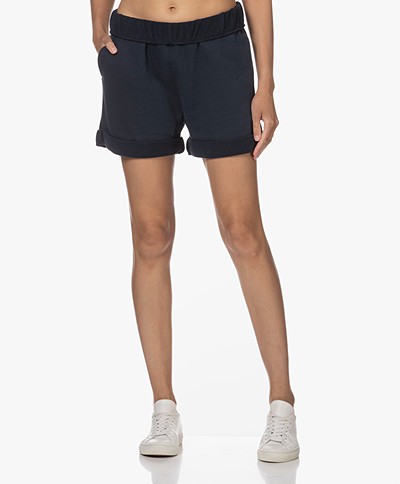 FRAME Rolled Up Pima Cotton Shorts - Navy