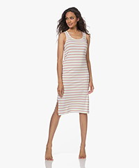 Skin Madilyn Modal Mix Striped Jersey Dress - Toasted Coconut Stripe