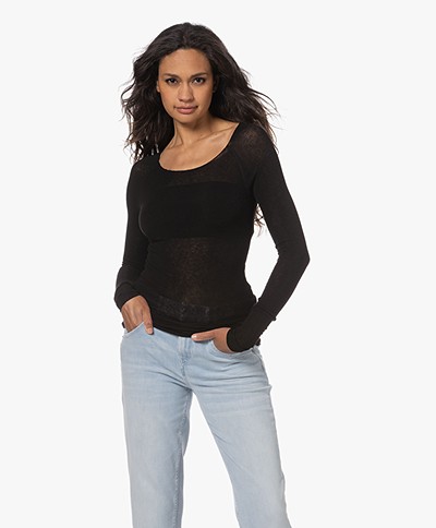 GAI+LISVA Amalie Wolmix Boothals Longsleeve - Zwart