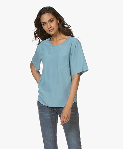 Joseph Jerry Silk Short Sleeve Shirt - Blue