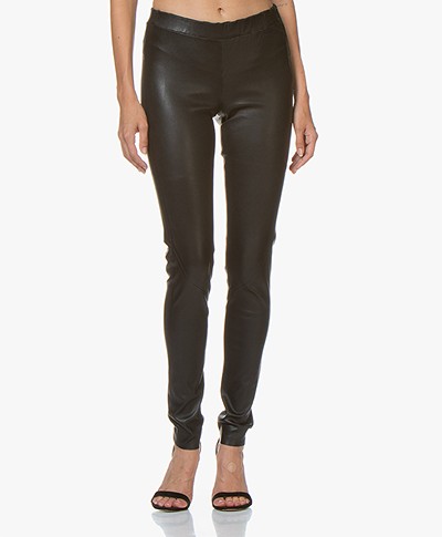 Repeat Luxury Leather Slim-fit Trousers - Black