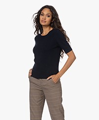 Repeat Cashmere Short Sleeve Sweater - Navy