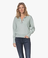 Repeat Katoen en Viscose Polo Trui - Water 