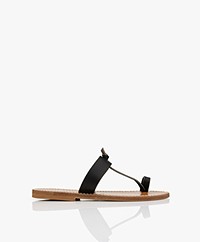 K. Jacques St. Tropez Ganges Leather Toe Sandals - Black