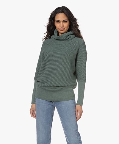 Sibin/Linnebjerg Tut Pullover with Draped Cowl - Teal